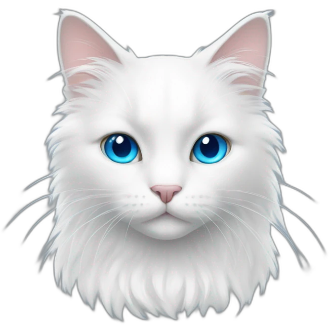 White cat with long fluff and blue eyes emoji