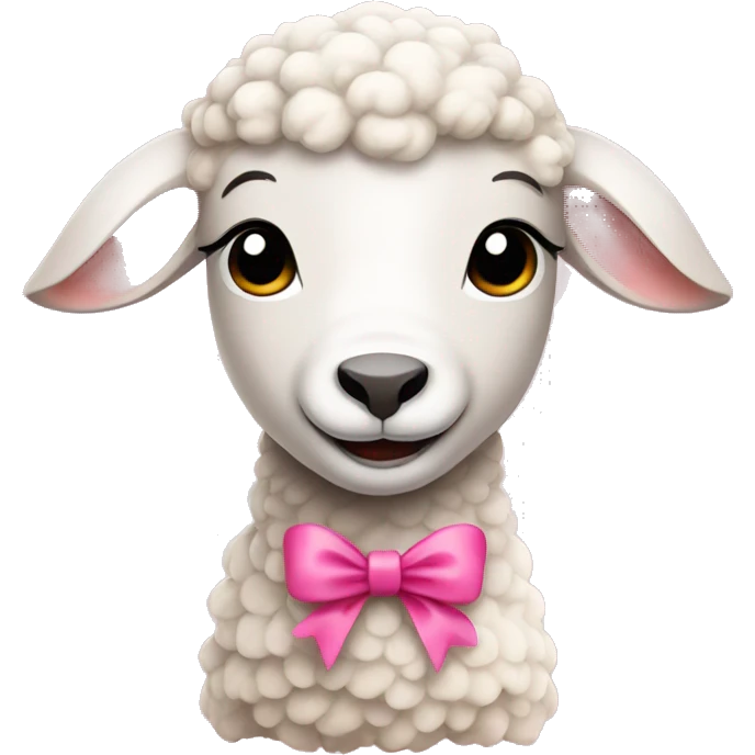 a lamb with a pink bow around its neck emoji