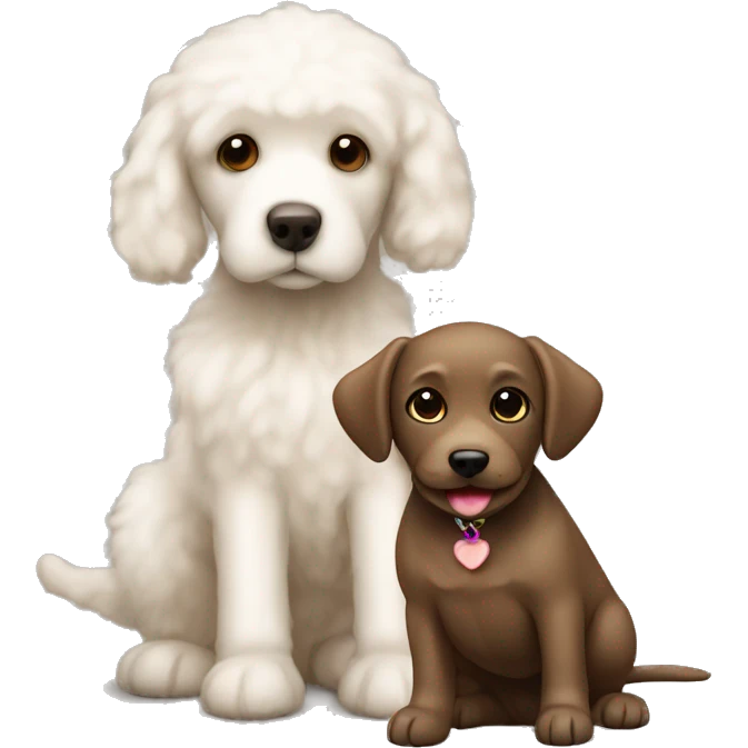Brown Labrador and fluffy white poodle emoji