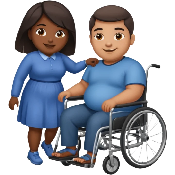😁indian guy pushing fat girl in wheelchair  emoji