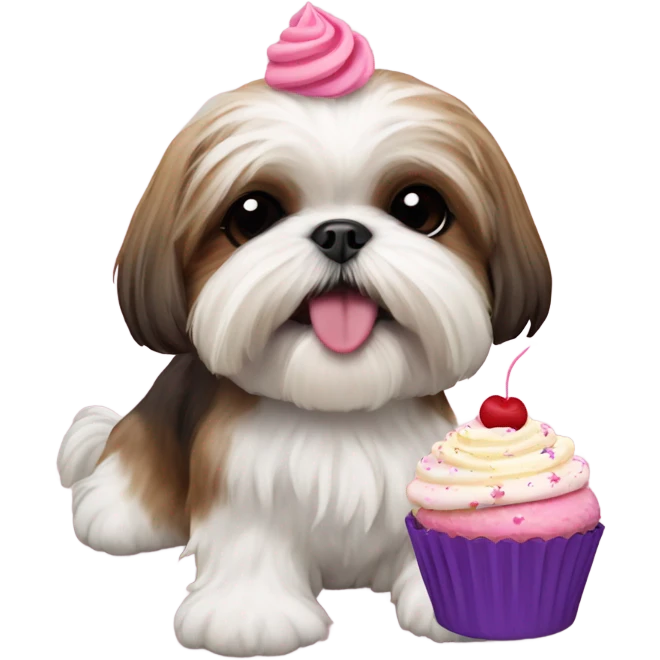 Shih tzu eating a cupcake  emoji