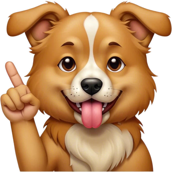 Dog with tongue out sticking the middle finger emoji
