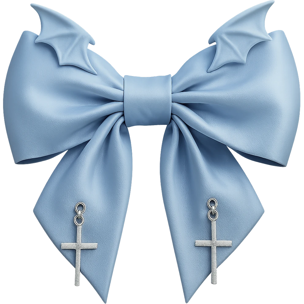 Make the gothic bow pastel blue in a photorealistic style, keeping the background transparent. emoji