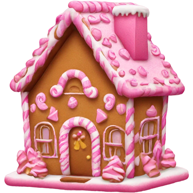 Pink decorated gingerbread house emoji