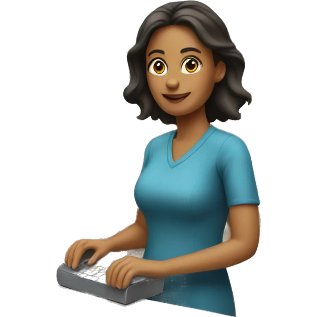 A mom at the checkout paying a toy  emoji