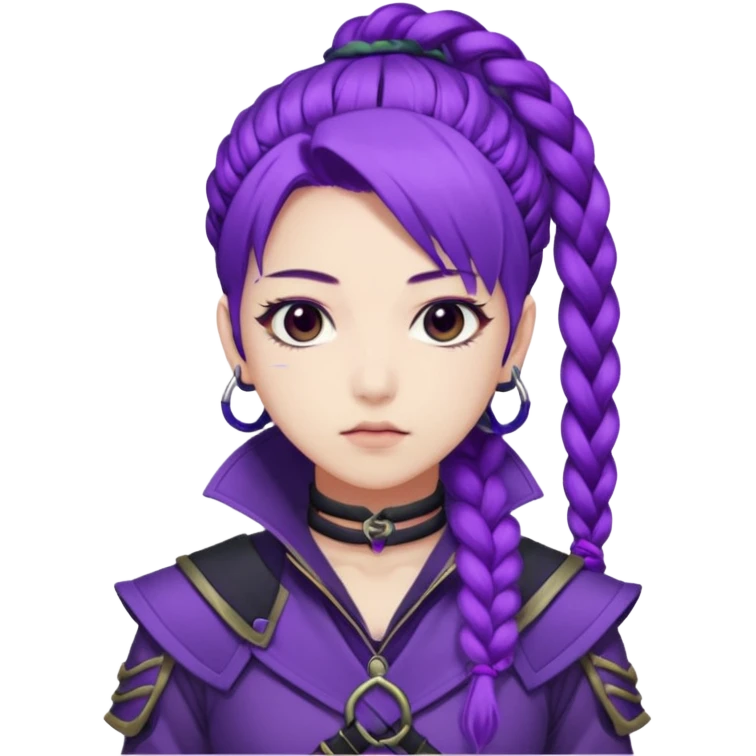 Rumi from K-pop demon hunters purple braid emoji