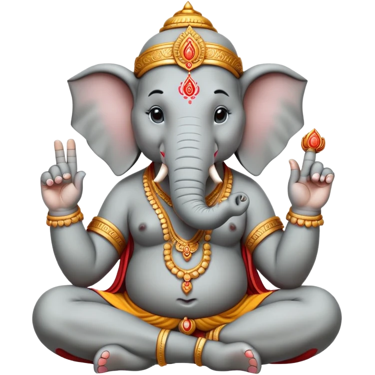do a elefant ganesha, sitting pose, with one hand up with the middle finger up  emoji