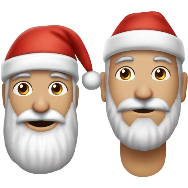 um rapaz esbelto moreno, de olhos castanhos, esbelto com barba rala e um gorro de papai noel na cabeça emoji