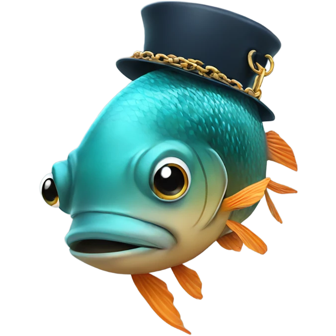 Fish wearing a chain and a hat emoji