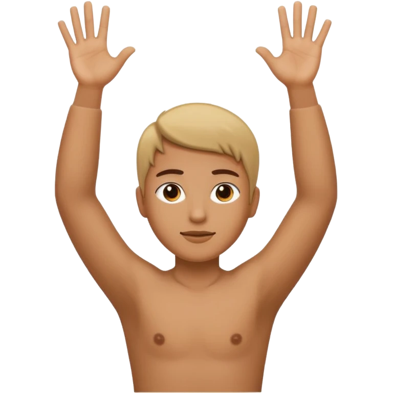 Una persona levantando los brazos y que en el brazo derecho tenga un 6 y en el otro un 7 emoji