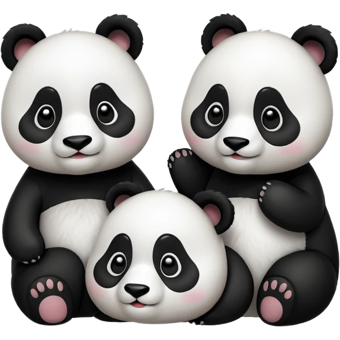 I want 3 panda emojis. One facing right, next one right going up, next one right going down emoji