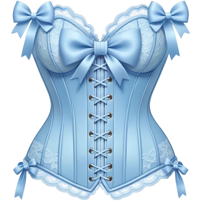 pastel blue lace corset with bows emoji