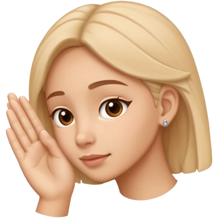 Hand touching ear emoji