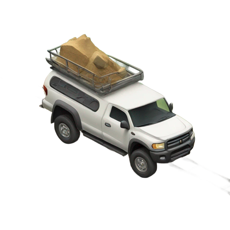 A robust vehicle climbing a steep trail, surrounded by mountains and forests, showing strength and versatility. emoji