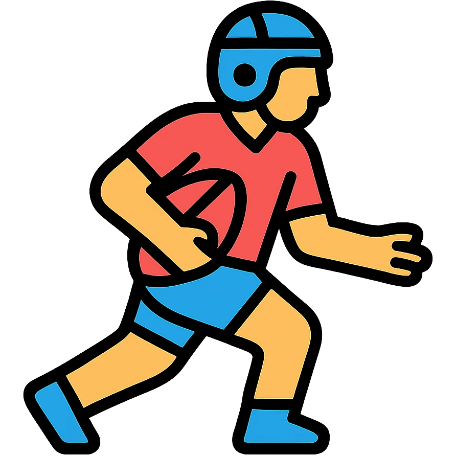 colorful icon style rugby player emoji