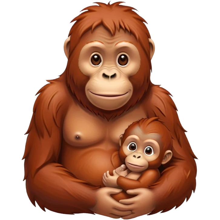 orangutan mother with baby emoji
