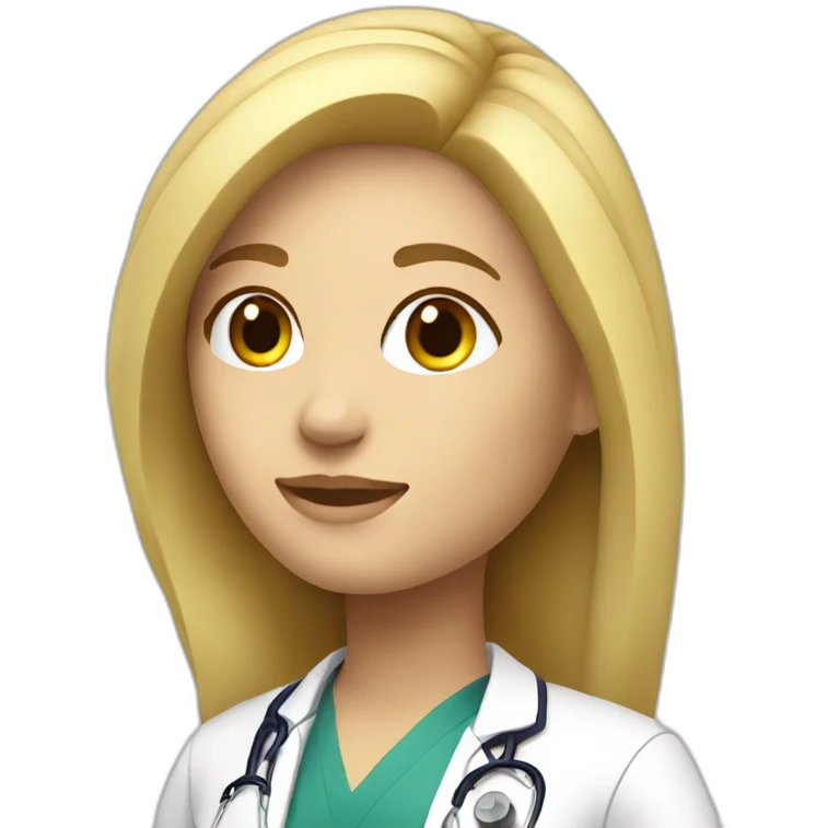 A blonde female doctor, oblique view emoji