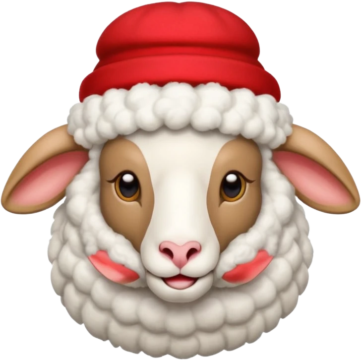 Sheep wear a red hat emoji