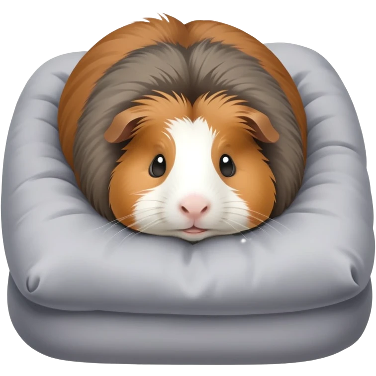 The aguti guinea pig is lying in a soft bed emoji