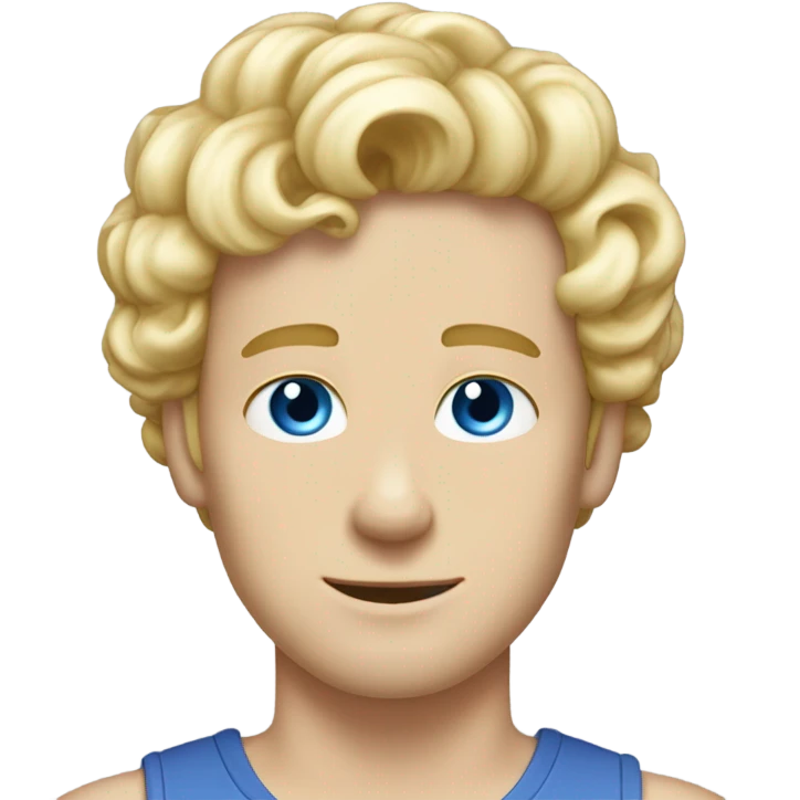 full body light curl blonde 30yo man blue eyed pale skin emoji