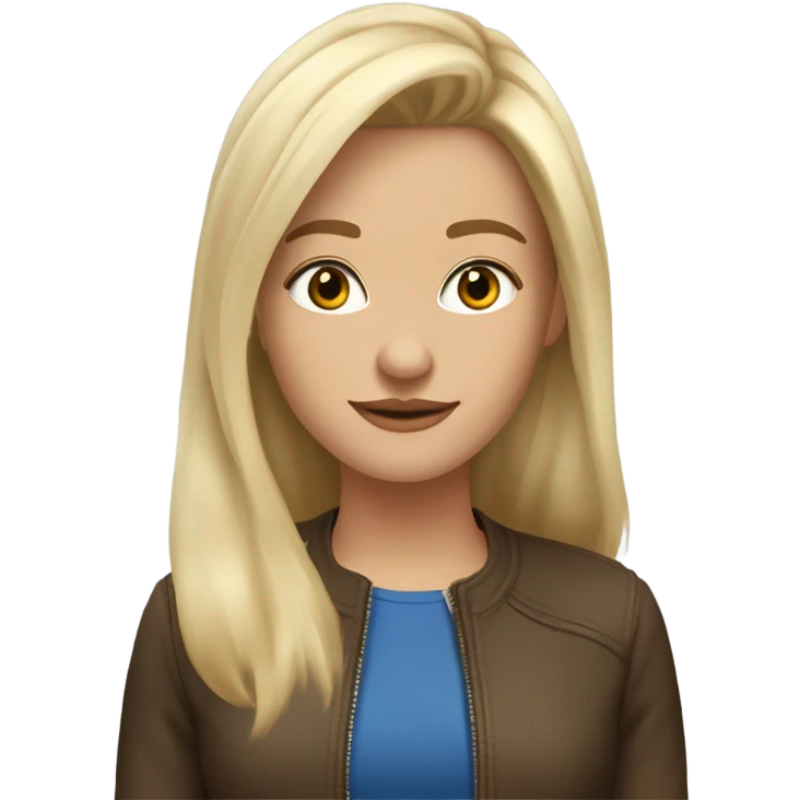 brune clair meche blonde cheveux aux epaules yeux bleus  emoji