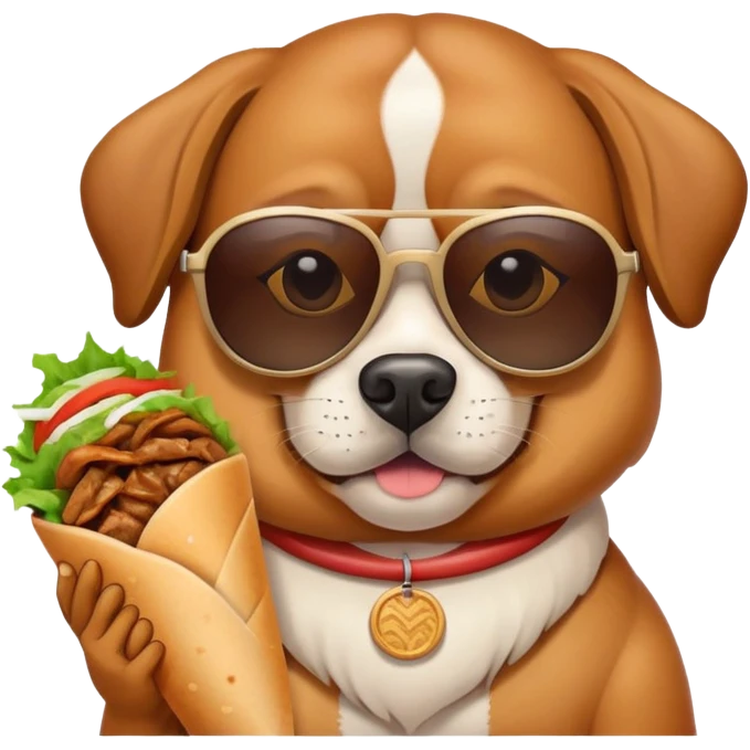 Dog with sun Glases and an Doner emoji