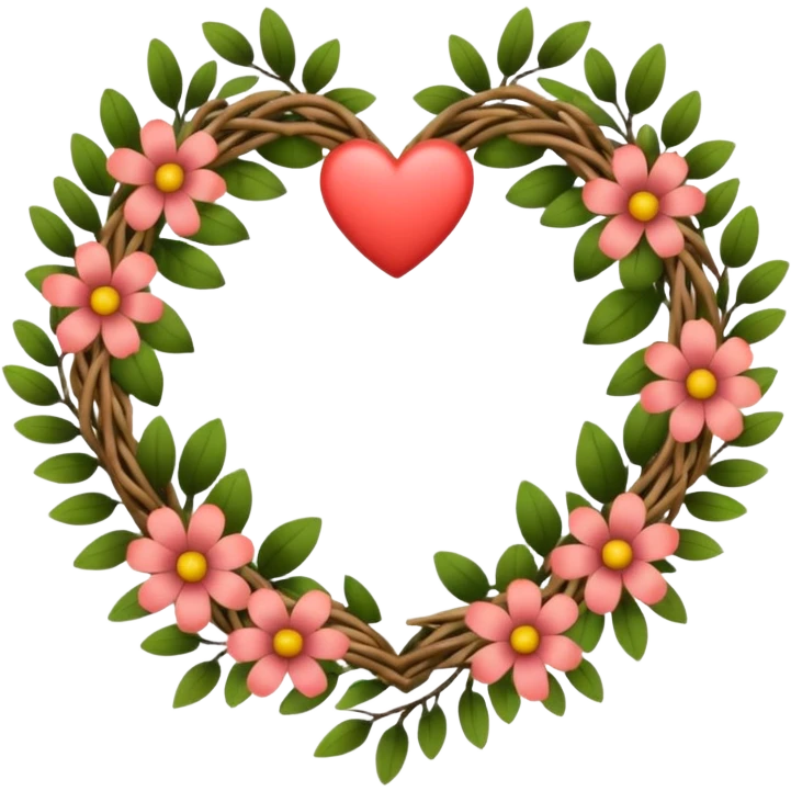 nature wreath heart, boho beautiful  emoji