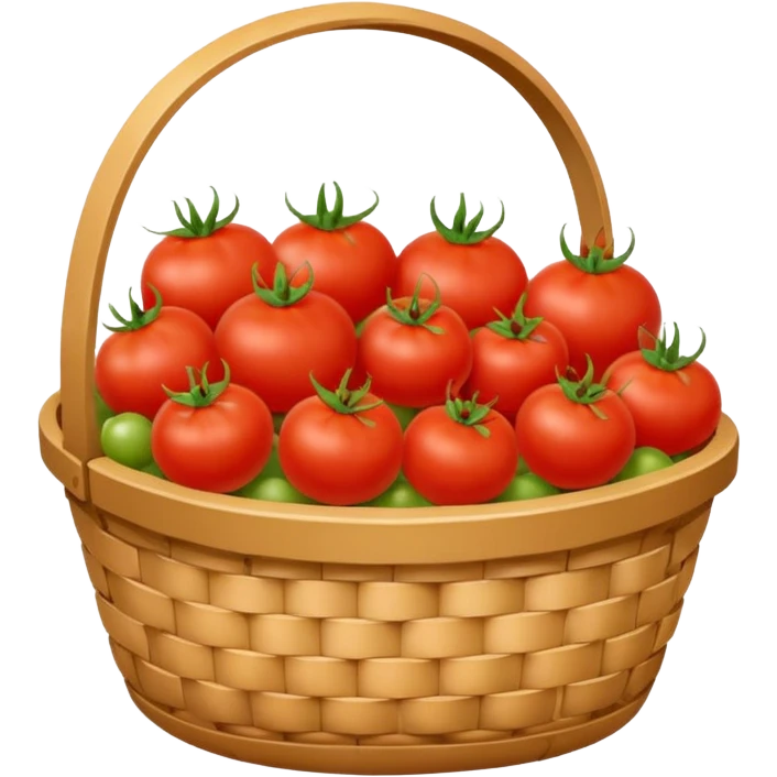tomato and other fruits in basket and less fruits  emoji