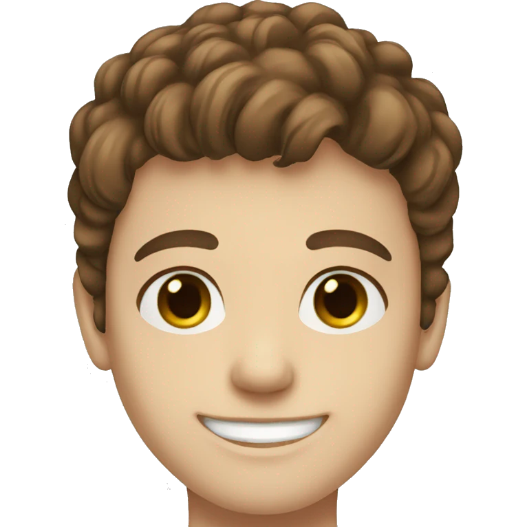 Brown hair, teen boy, blue greenish eyes white skin smiling emoji