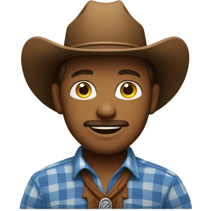 A cowboy wearing a blue plaid shirt emoji