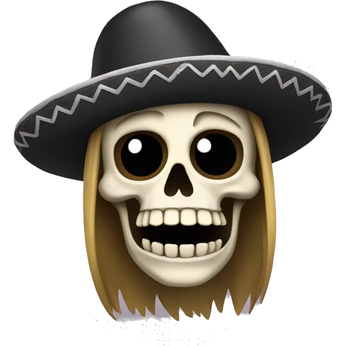 Mexican skeleton with long hair, mustache emoji