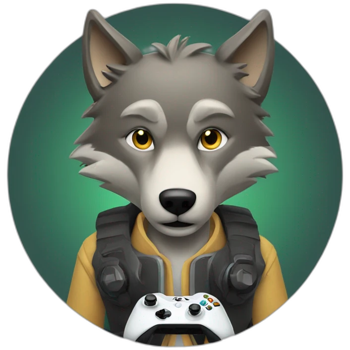wolf playing video games on Xbox Series X emoji