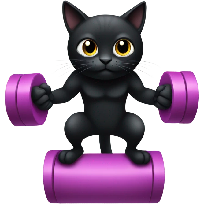 black cat lifting weights emoji