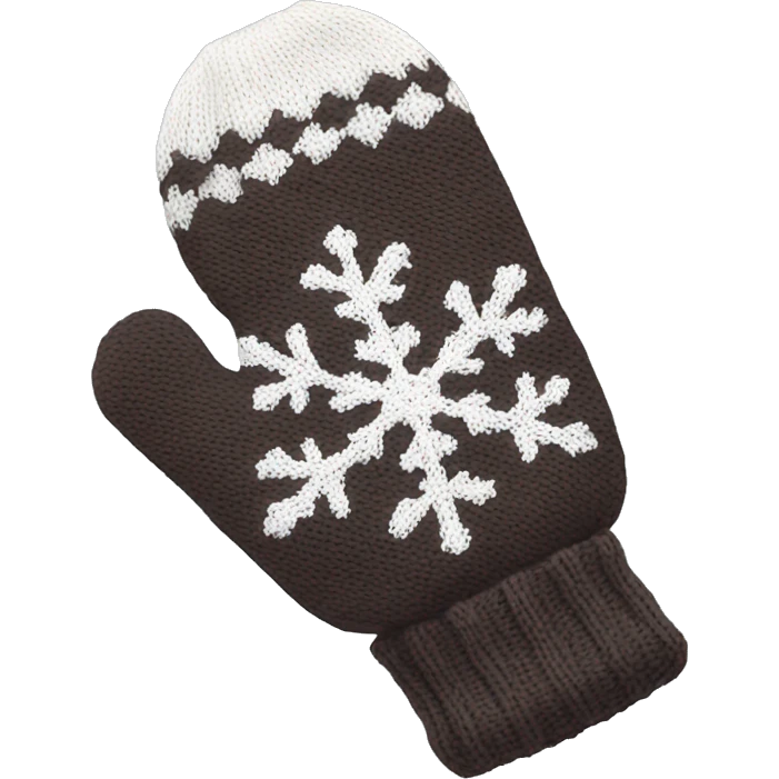 A knitted mitten with a snowflake pattern. emoji