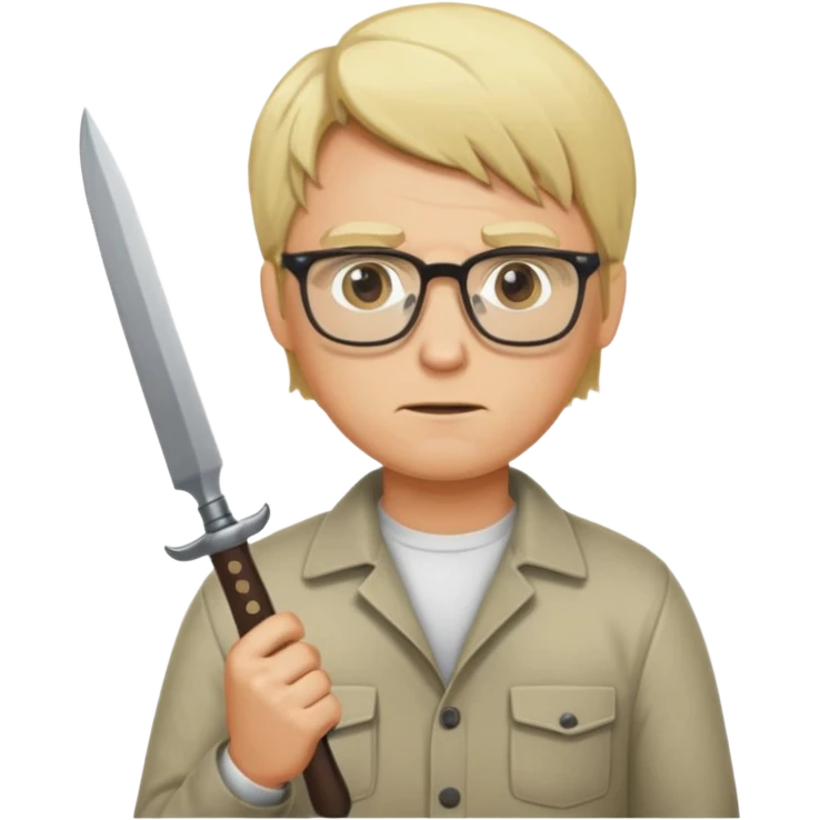 blonde man with glasses and knives emoji