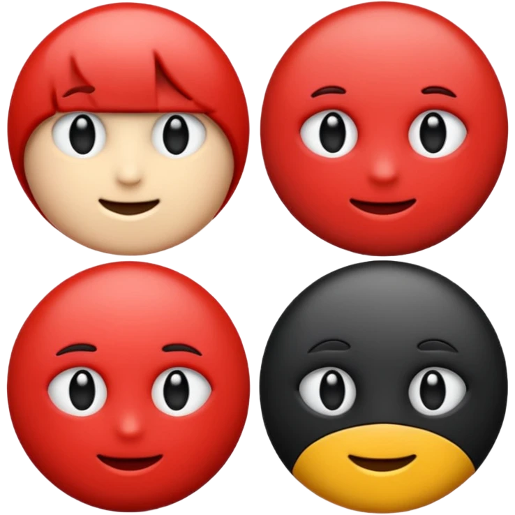 circle emoji, left half red, right half black, no face emoji