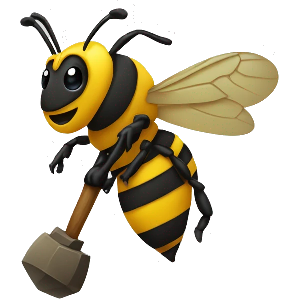 bee with mining pickaxe emoji