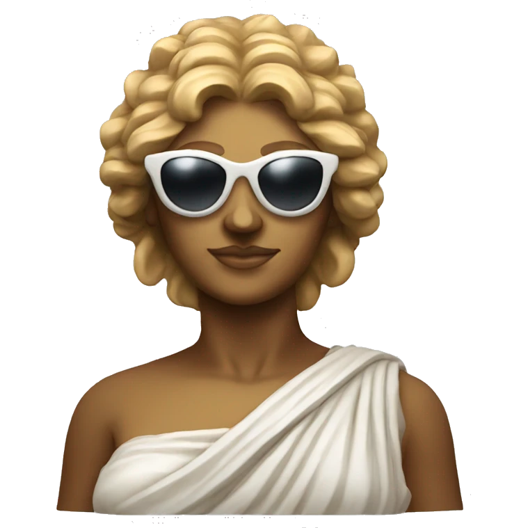 greek goddess sculpture wearing sunglasses emoji
