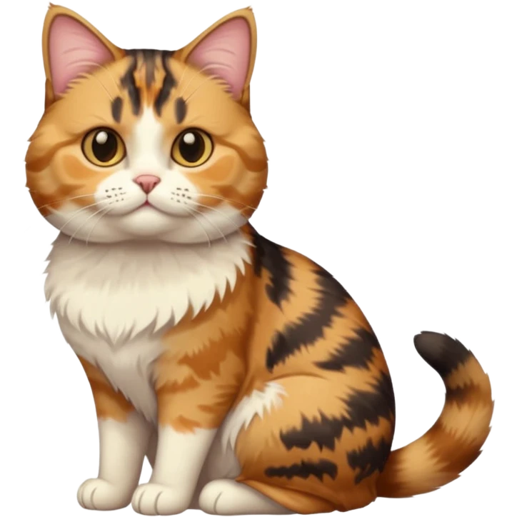 full body calico tabby  cat with small head and short but chubby body emoji