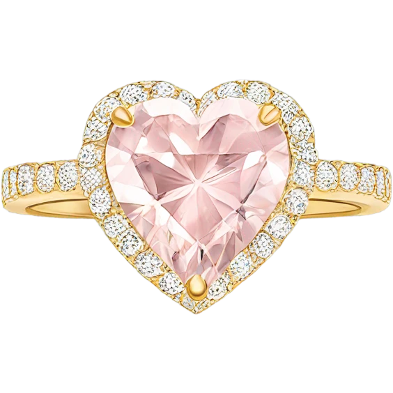 Gold engagement ring with light pink heart diamond  emoji