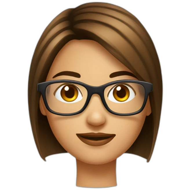 Fille a lunettes cheveux lisses brun mi-court emoji