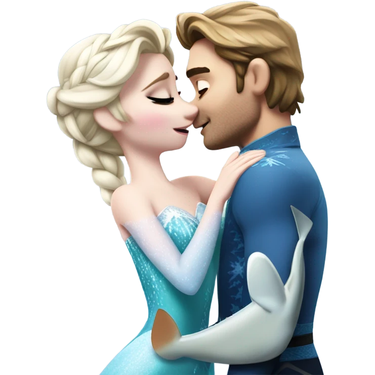 Elsa and shark kissing  emoji