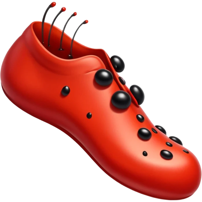 showing a cartoon human foot stepping on a small bug (like a ladybug), slightly squished but cartoonish, no violence, playful Apple emoji style emoji