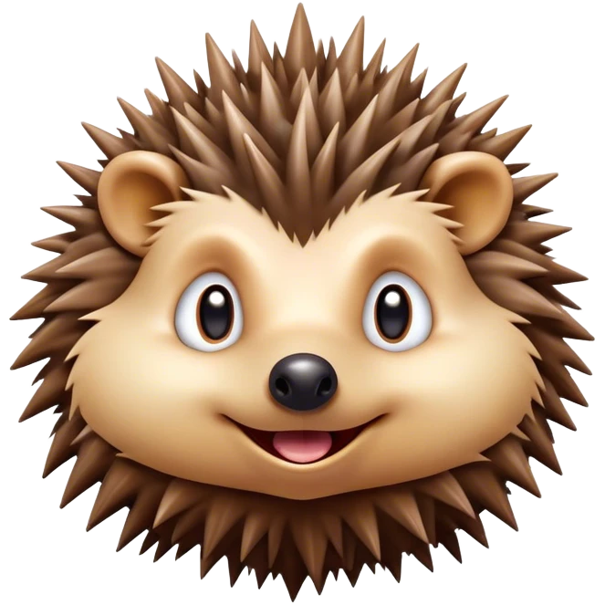 Cinematic Comical Hedgehog Portrait Emoji, Head tilted dramatically with an exaggeratedly amused expression, featuring a striking spiky brown Fur with a quirky, scrunched-up face and wide, expressive eyes filled with playful disbelief, Simplified yet hilariously expressive features, highly detailed, glowing with a slightly sassy glow, high shine, dramatic yet playful, stylized with an air of cheeky mischief, bright and endearing, soft glowing outline, capturing the essence of a spirited and over-the-top hedgehog, so meme-worthy it feels like it could roll its spines into internet fame instantly! emoji