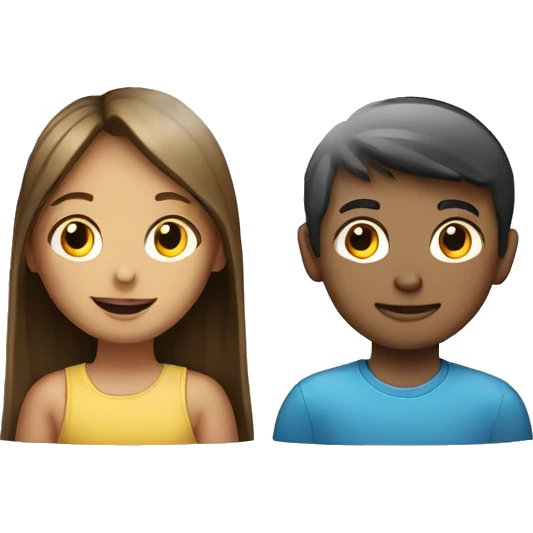 Girl and boy laptop with light above head emoji