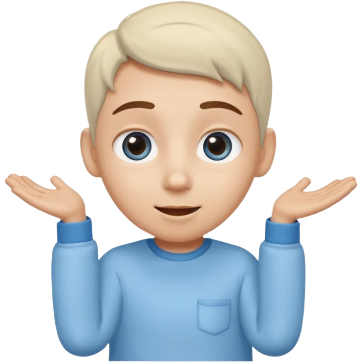 No head..it has 1 eye....stands upright ...wears clothing. is light grey and light blue..looks happy and cuddly... doesnt have a full head.... there is a appendage coming out of top of body with a single large eye emoji