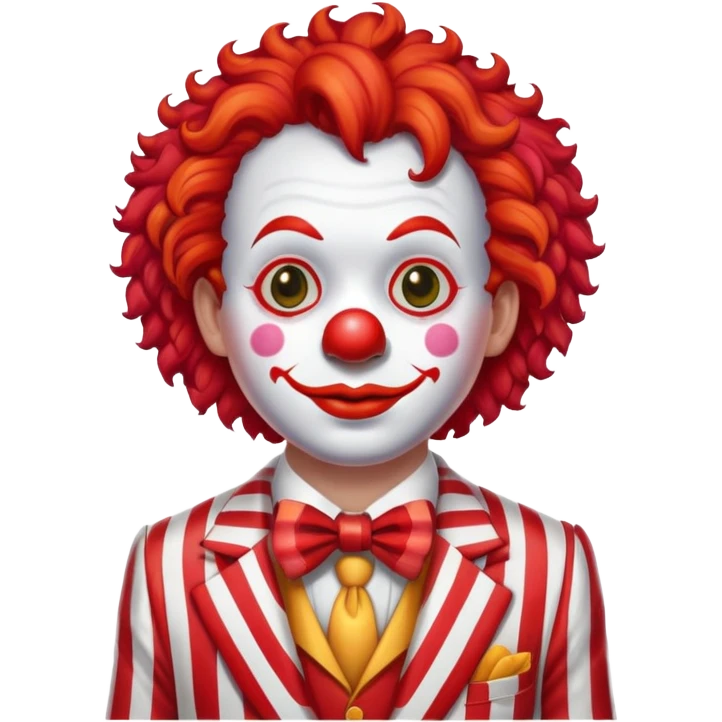 clown with bright red curly hair and white-red striped suit emoji