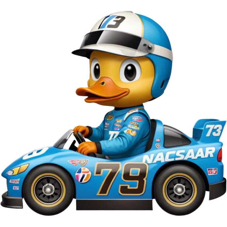 duck driving a nascar number 73 emoji