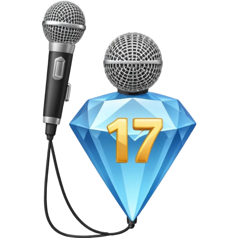 I want these emojis 💎🎤 in one frame with the number 17 I don't want a girl or boy in the pictures. emoji