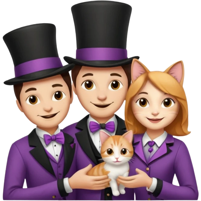 magician couple and their pet cat emoji